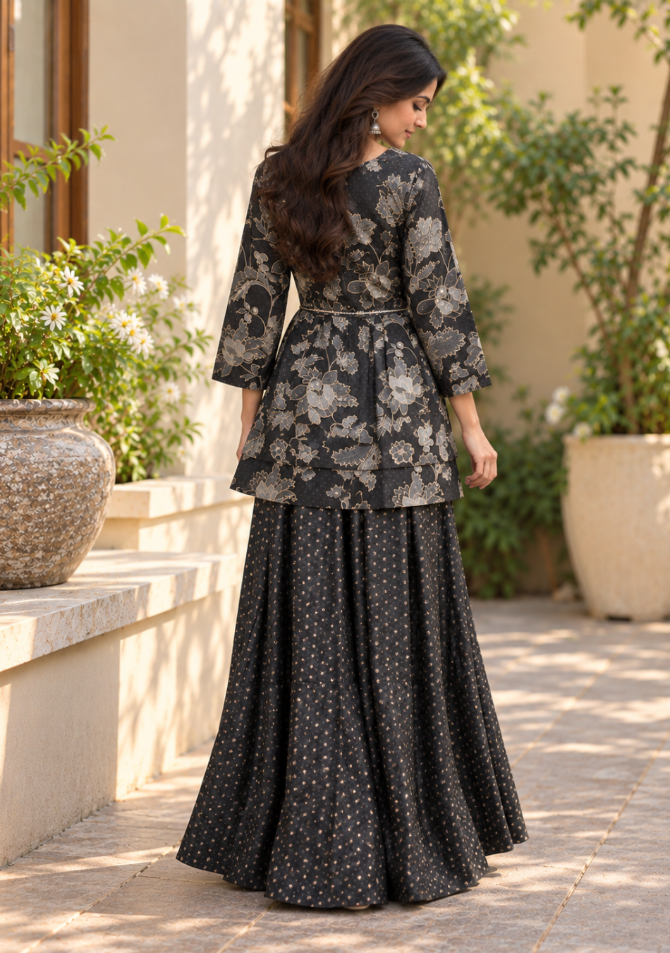 Aravalii Black Noor Adaa Work Sharara Set