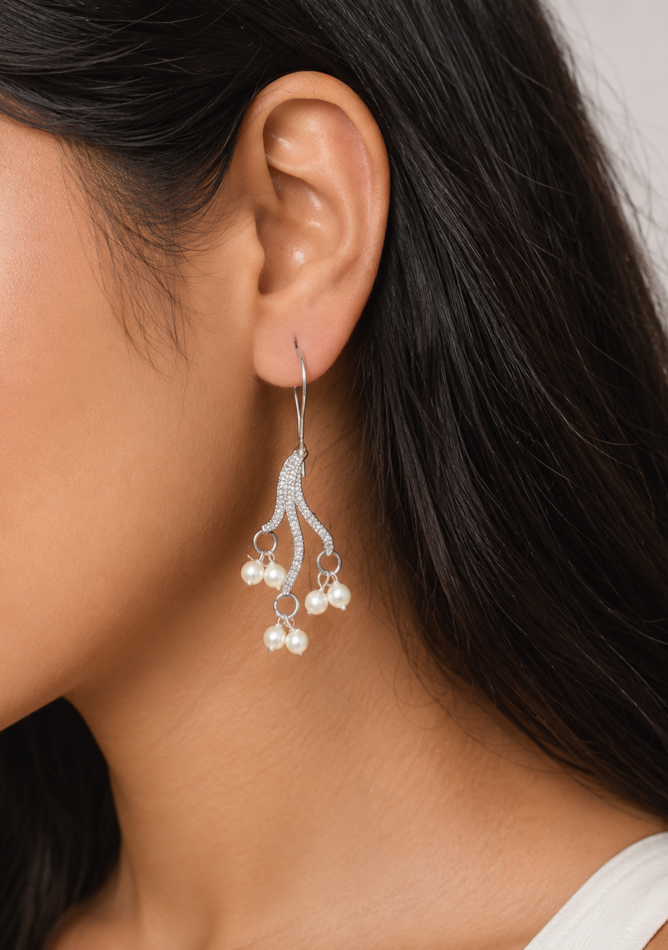 Trinity Pearl Hook Earrings