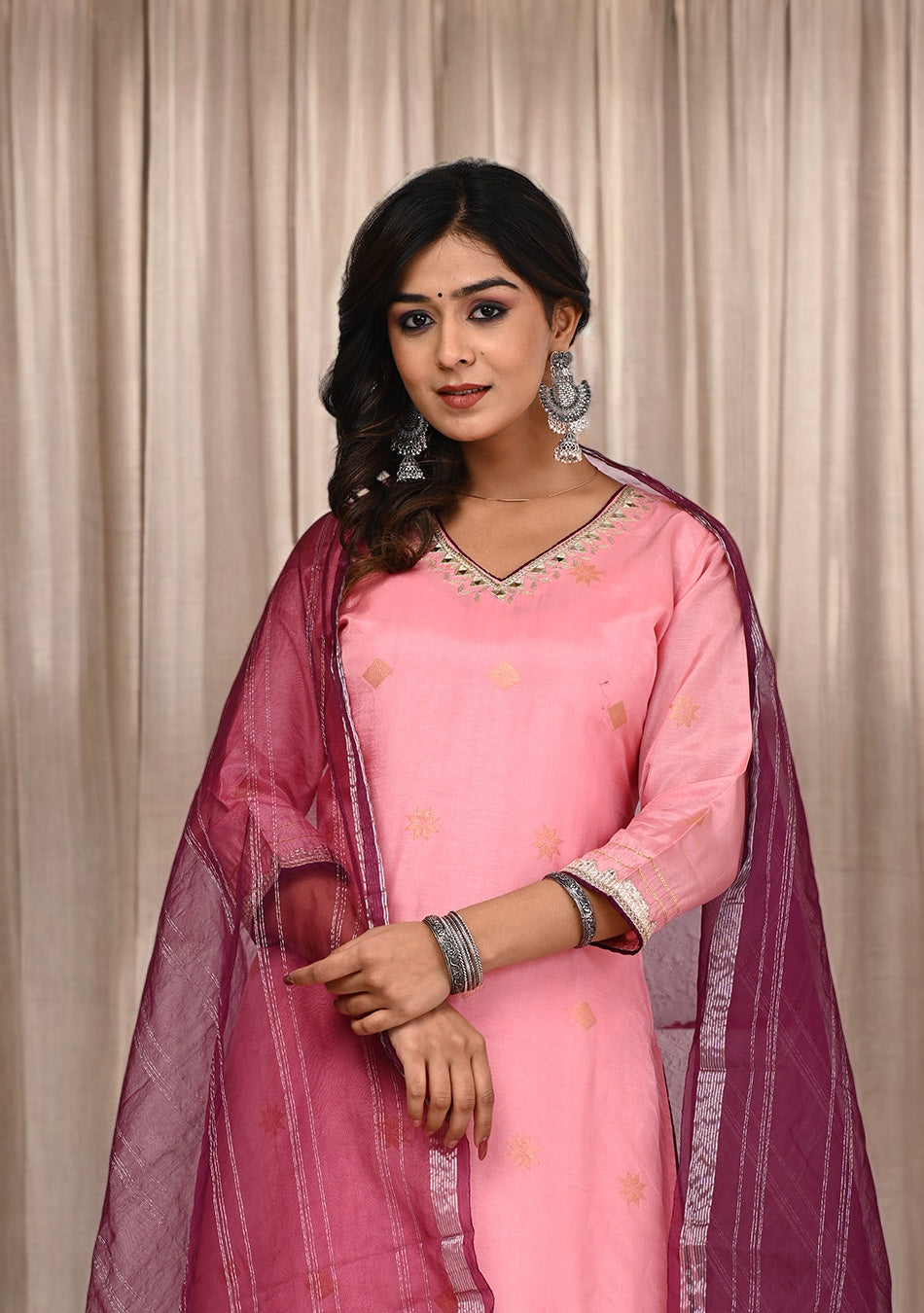 Blush Pink Suit Set with Dupatta