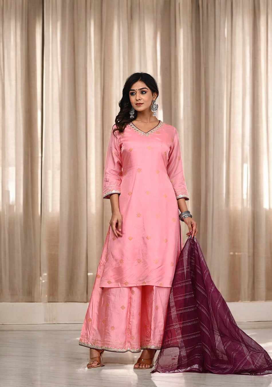 Blush Pink Suit Set with Dupatta