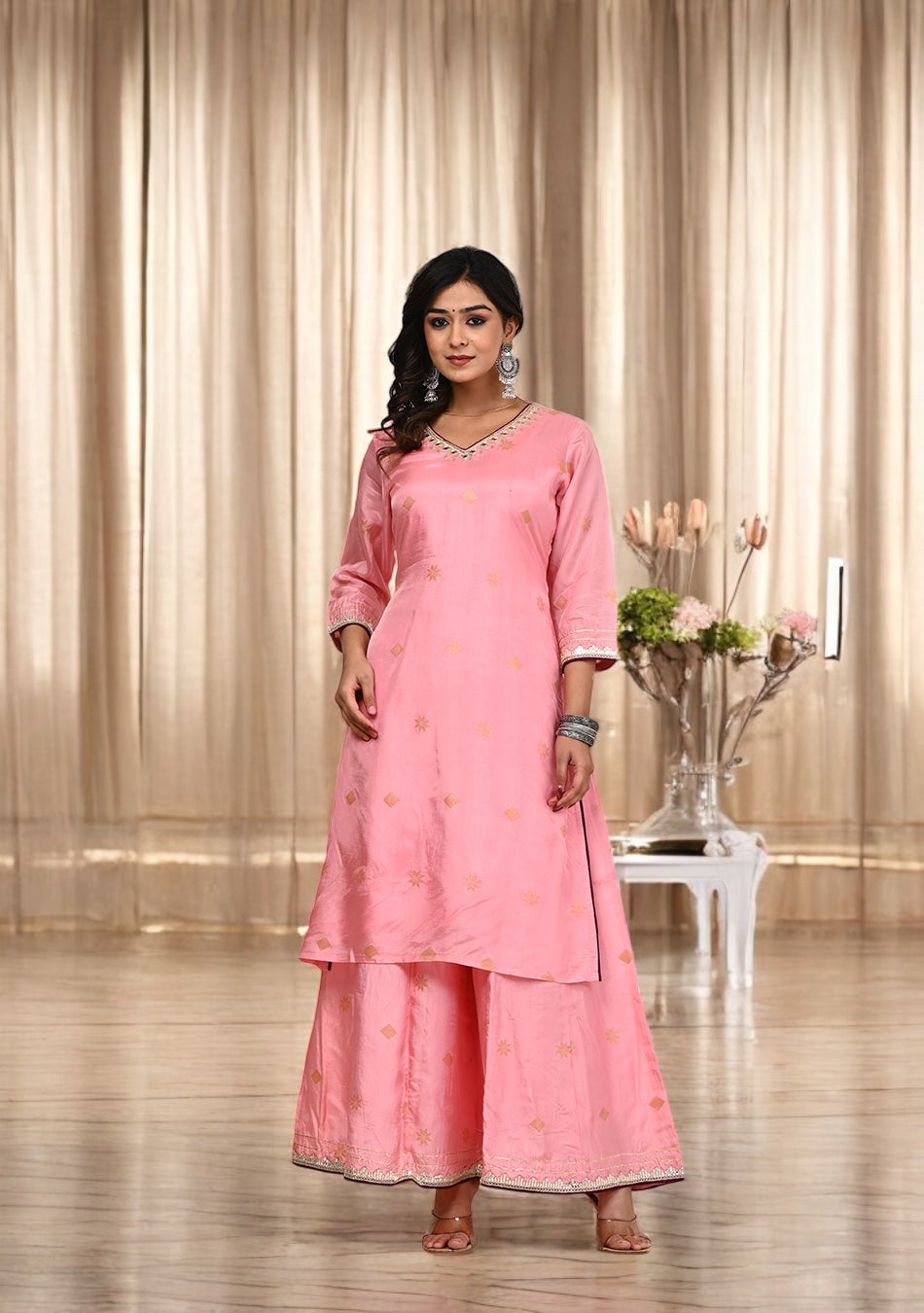 Blush Pink Suit Set with Dupatta