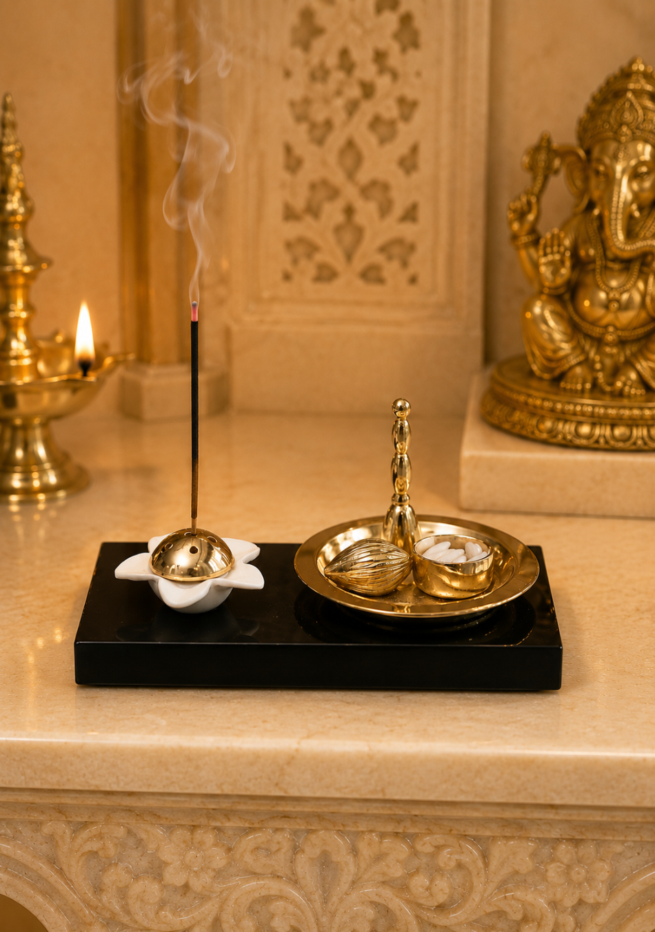 Aravalii Pooja Thali Agarbatti Stand Figurine
