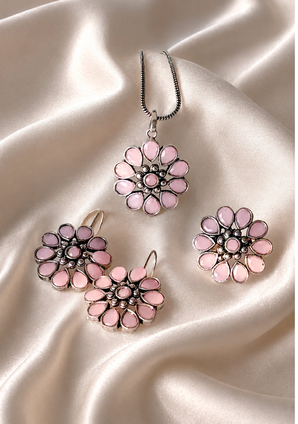 Pink Blossom Pendant Set