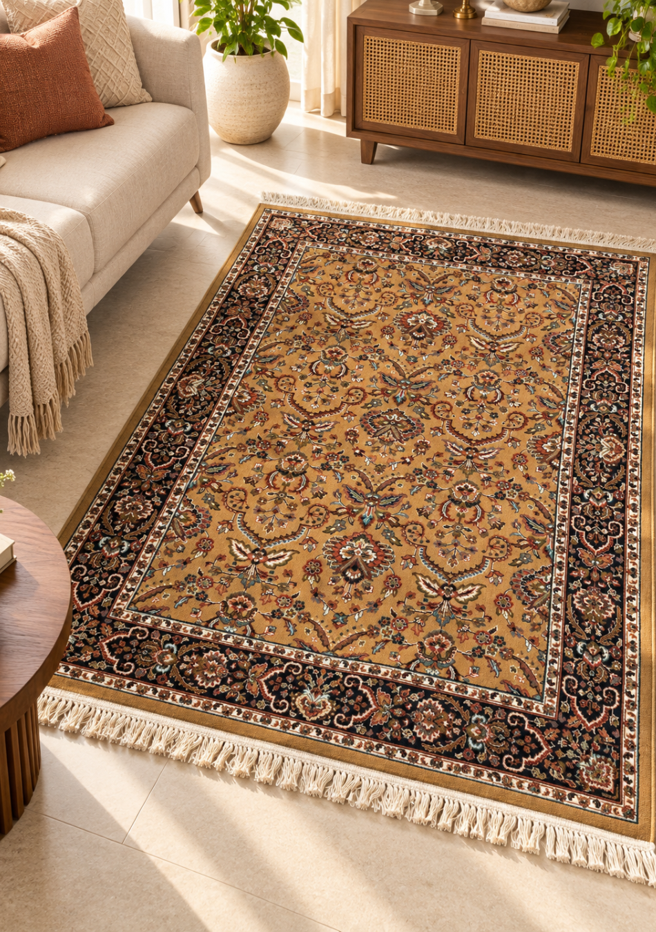 Aravalii Amber Persian Floral Carpet