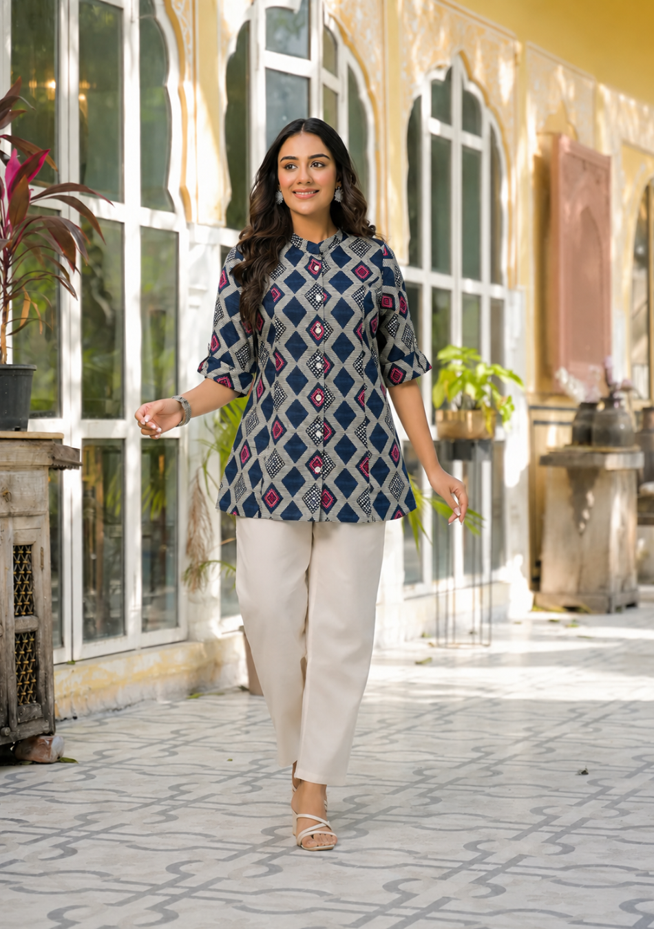 Indigo Mosaic Top