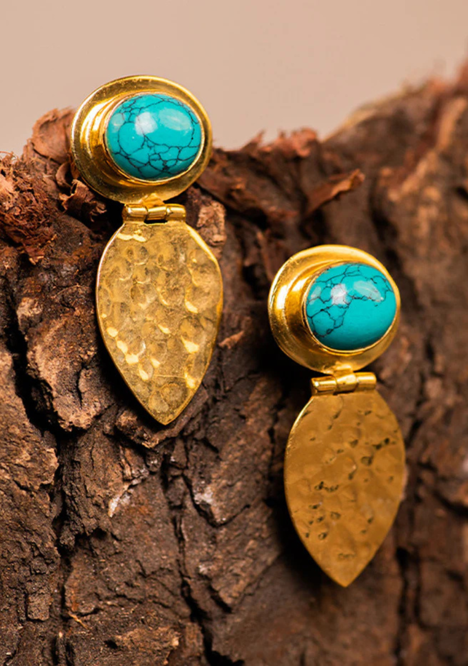 Turquoise Eye Gold Plated Earrings