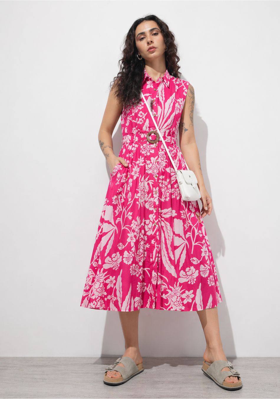 Dark Pink Floral Aura Dress