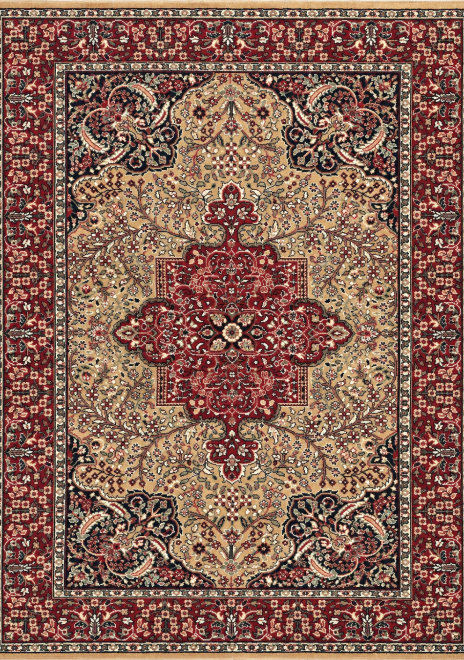 Aravalii Heritage Burgundy Medallion Wool Carpet
