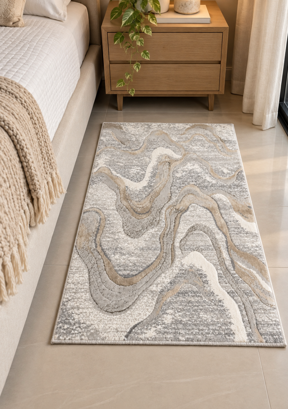 Aravalii Ivory Mist Abstract Carpet