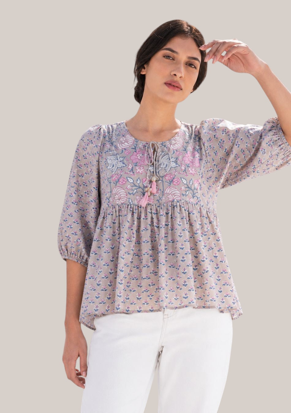 Aravalii Spring Blossom Peplum Top