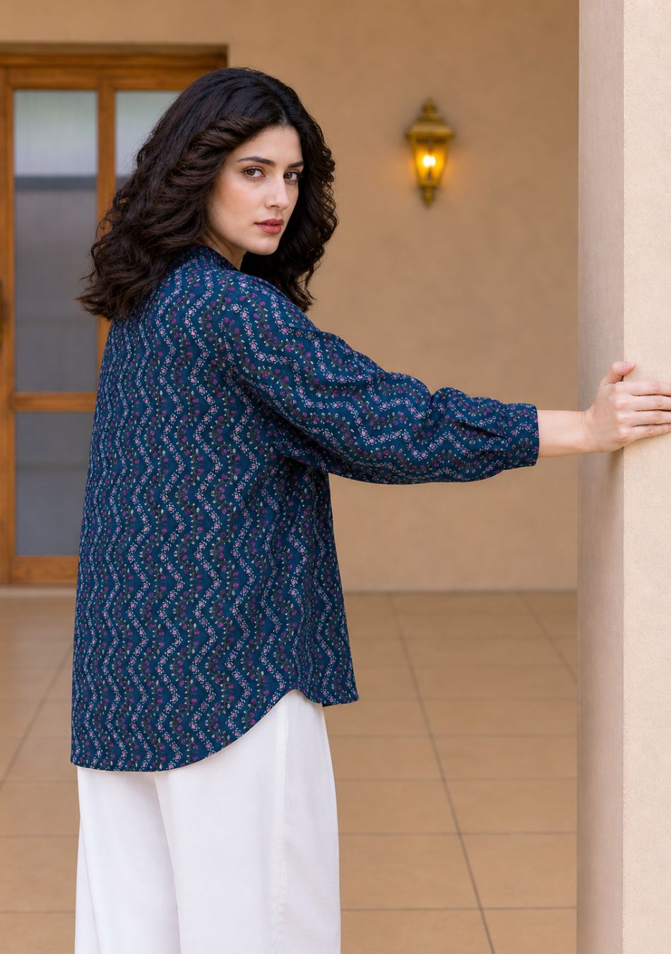 The Azure Bloom Zig-Zag Top