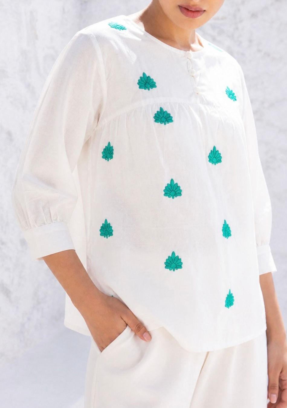 Turquoise floral Pop Top