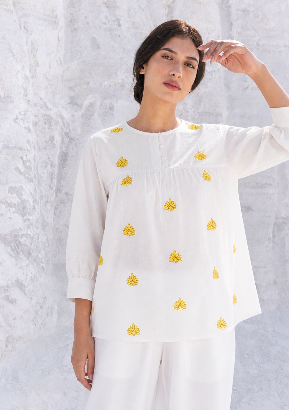 Yellow Floral Pop Top