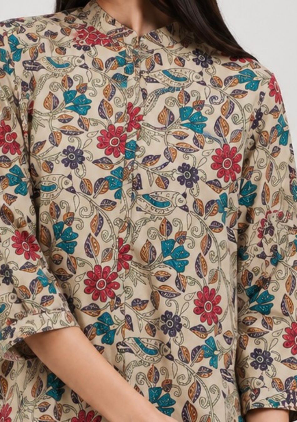 Aravalii Beige Floral Whimsy Top