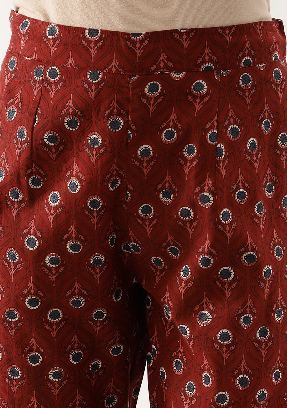 Burgundy Floral Cotton Anarkali Set