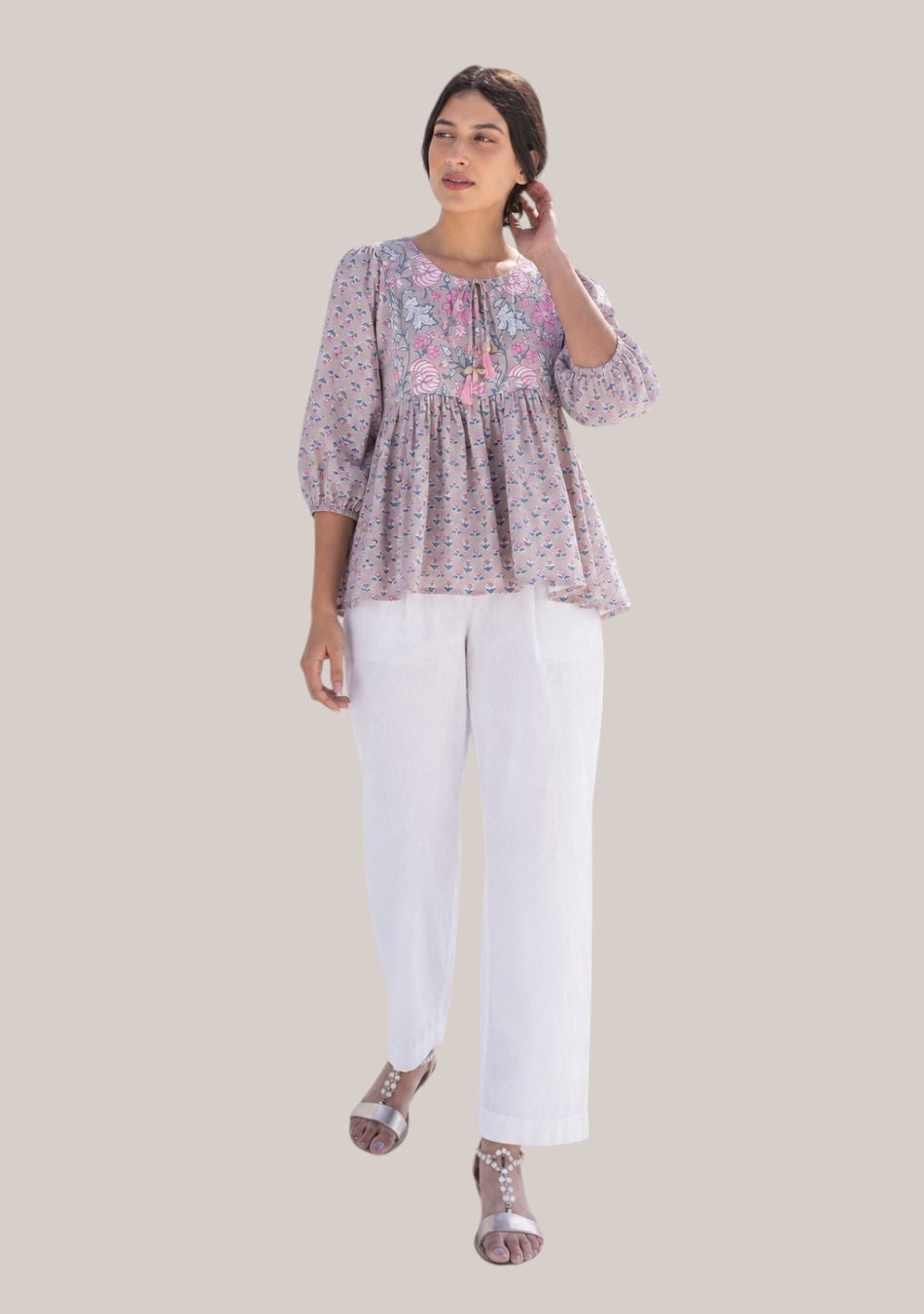 Aravalii Spring Blossom Peplum Top