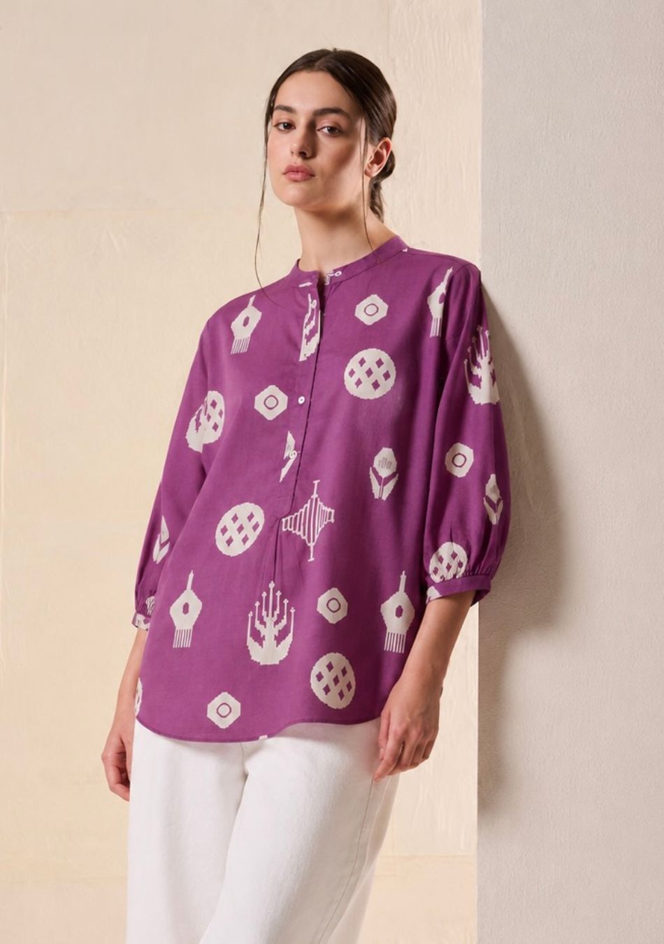 Aravalii Violet Loom Abstract Top