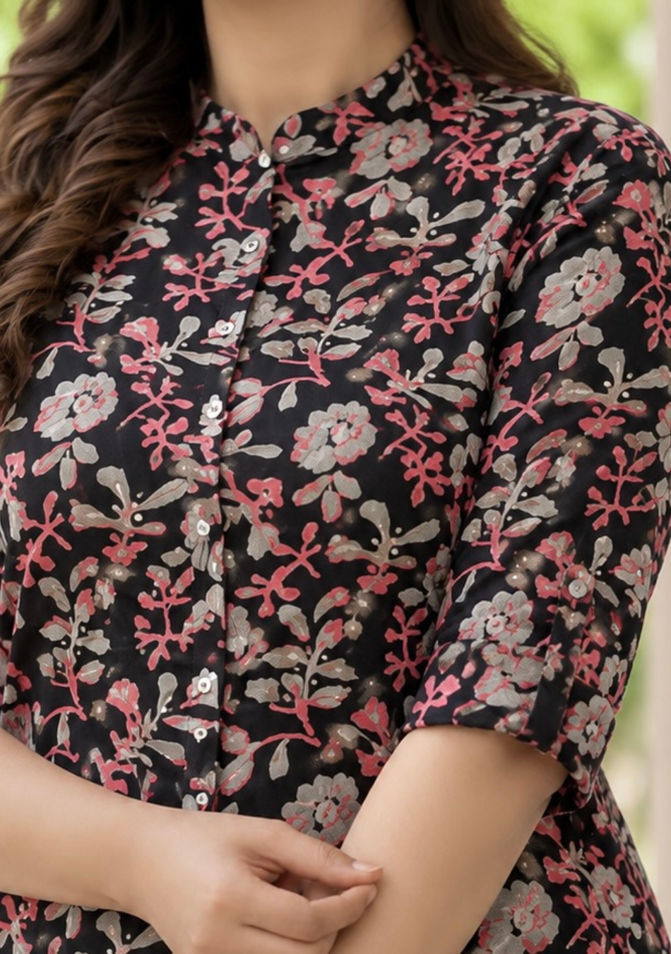 Black Coral Floral Top