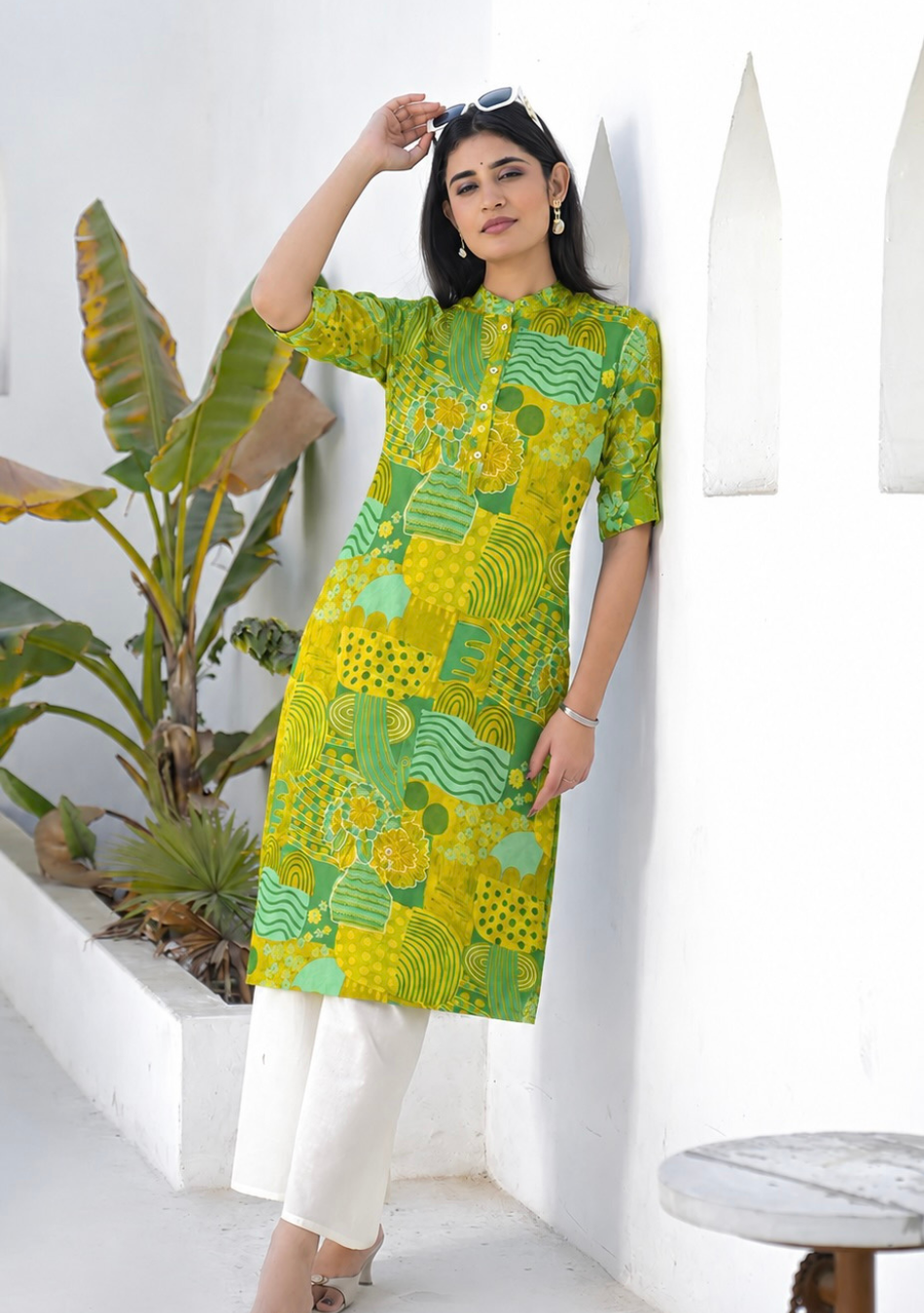 Lime Meadow Printed Kurta