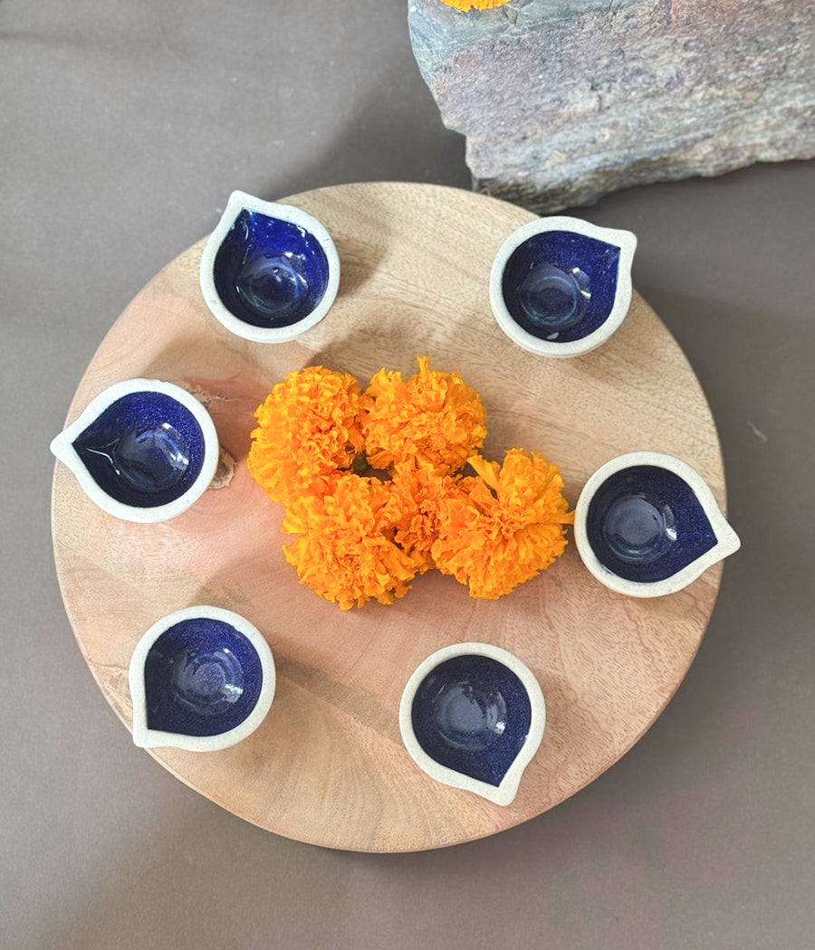 VOILET CERAMIC DIYA - SET OF 5