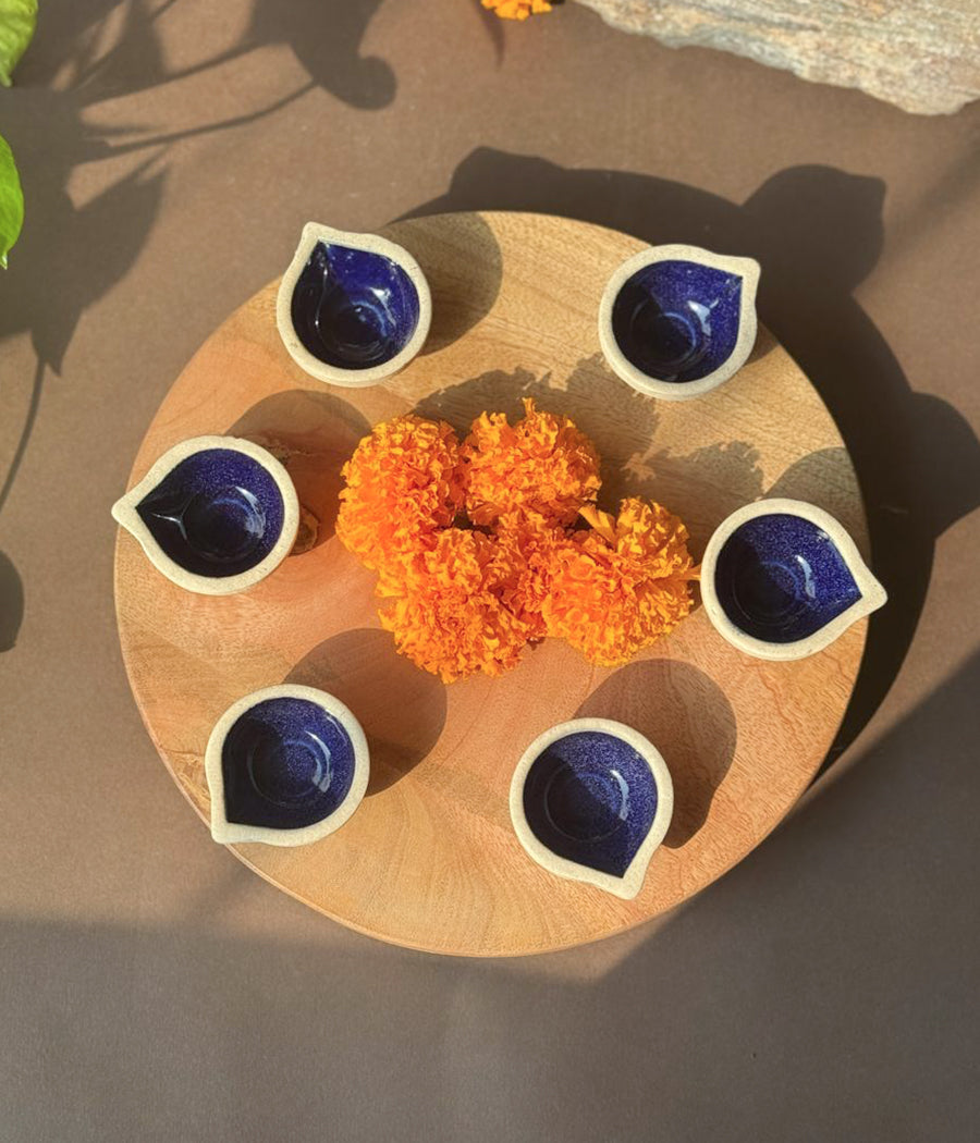 VOILET CERAMIC DIYA - SET OF 5