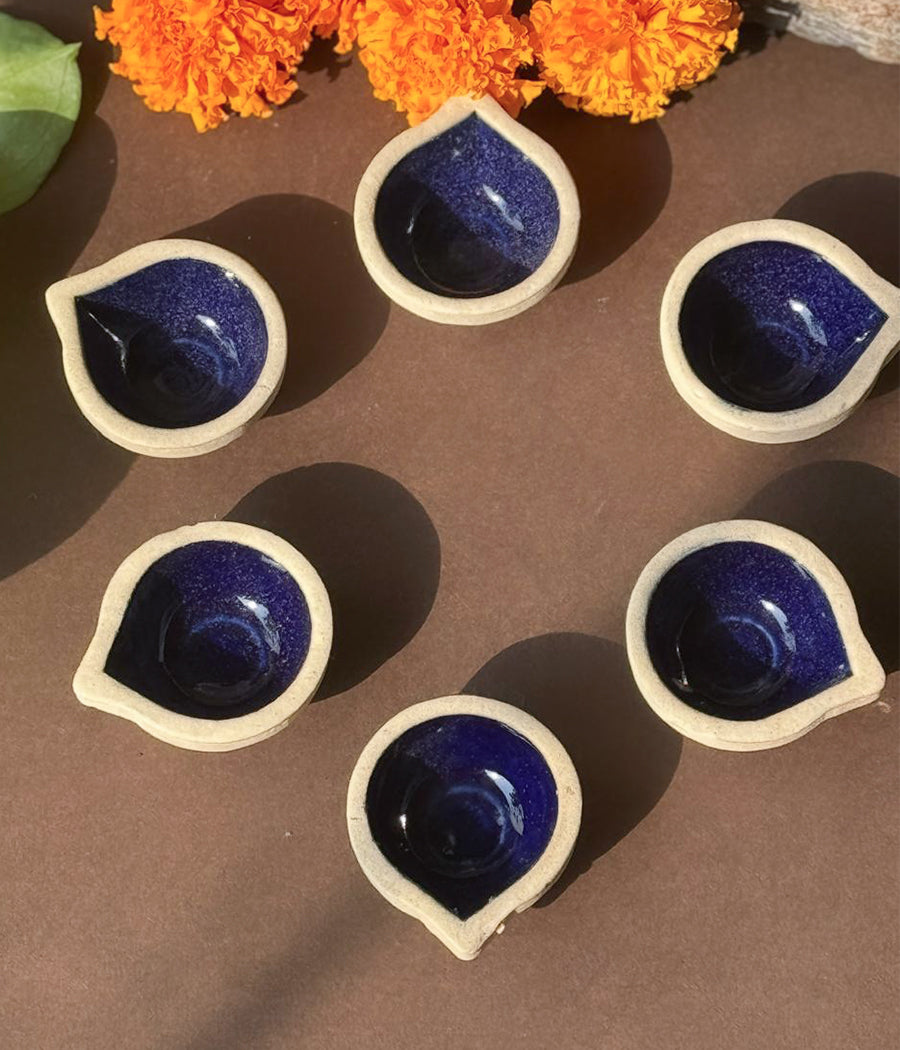 VOILET CERAMIC DIYA - SET OF 5
