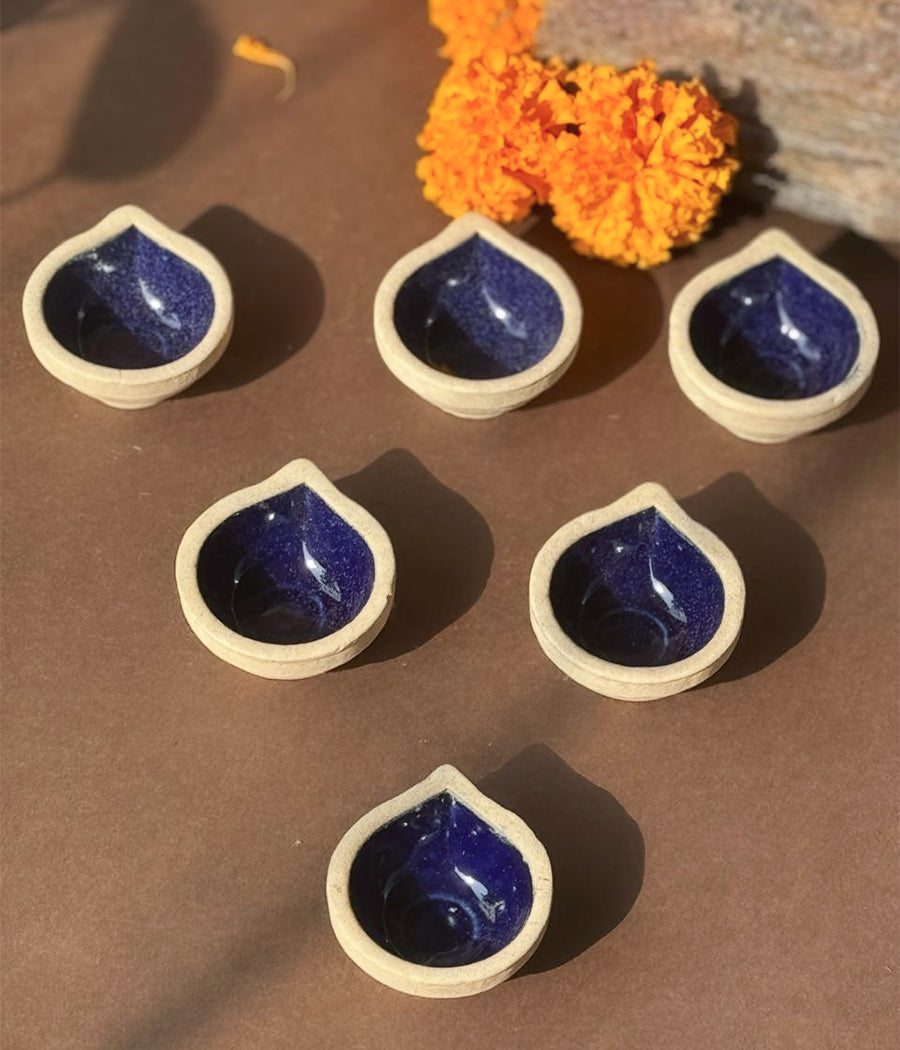 VOILET CERAMIC DIYA - SET OF 5
