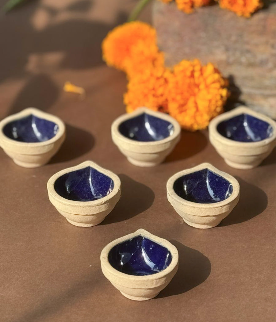 VOILET CERAMIC DIYA - SET OF 5