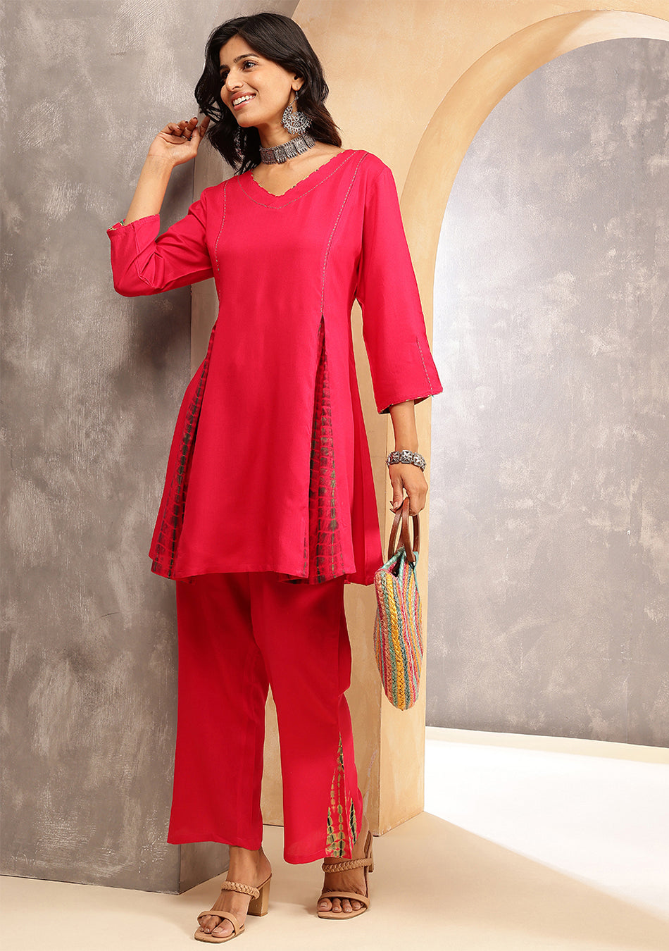Magenta Shibori Split Co-ord Set