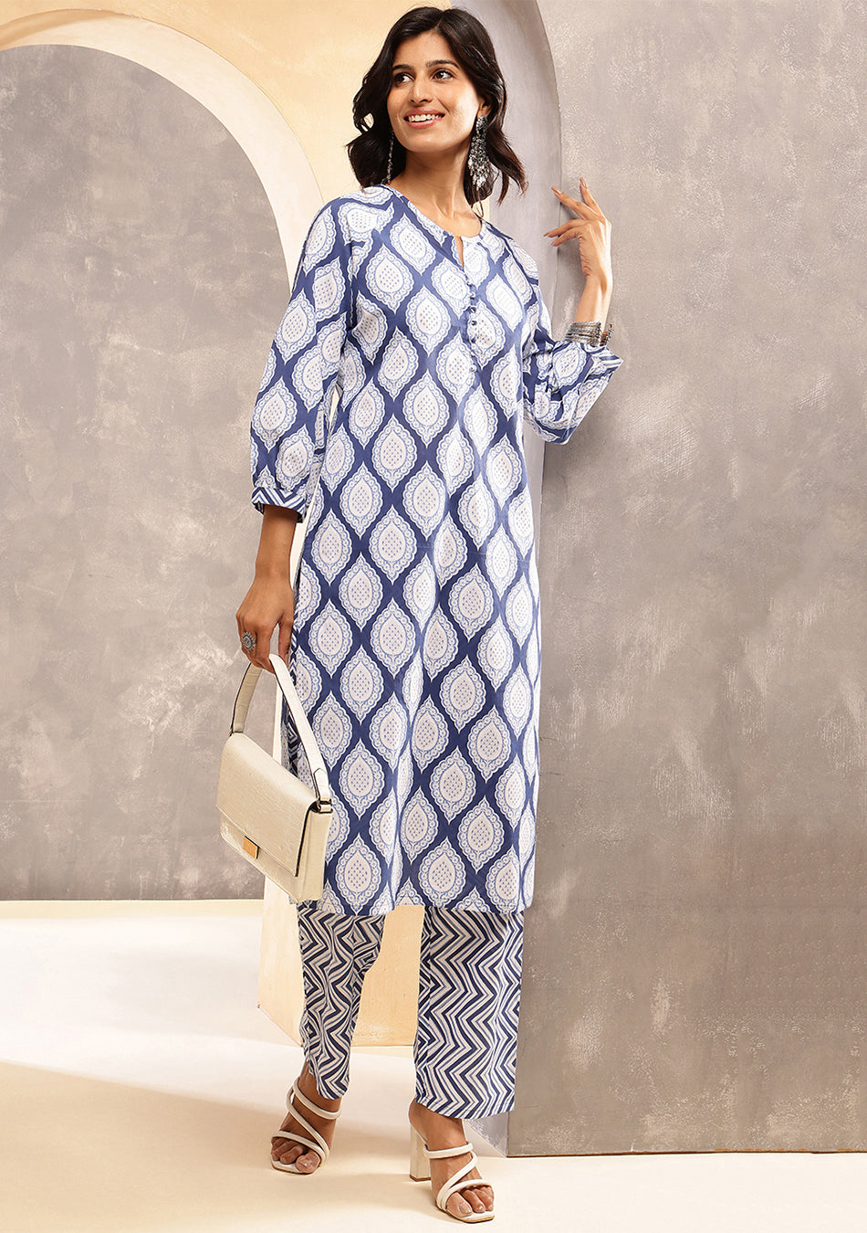 Navy Ripple Kurta Set