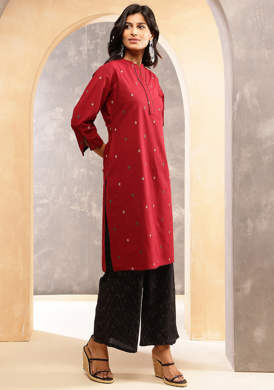 Garnet Grace Ikkat Kurta Set