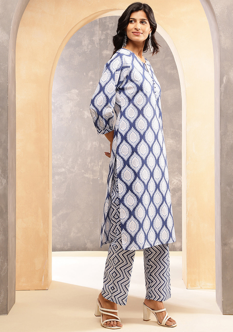 Navy Ripple Kurta Set