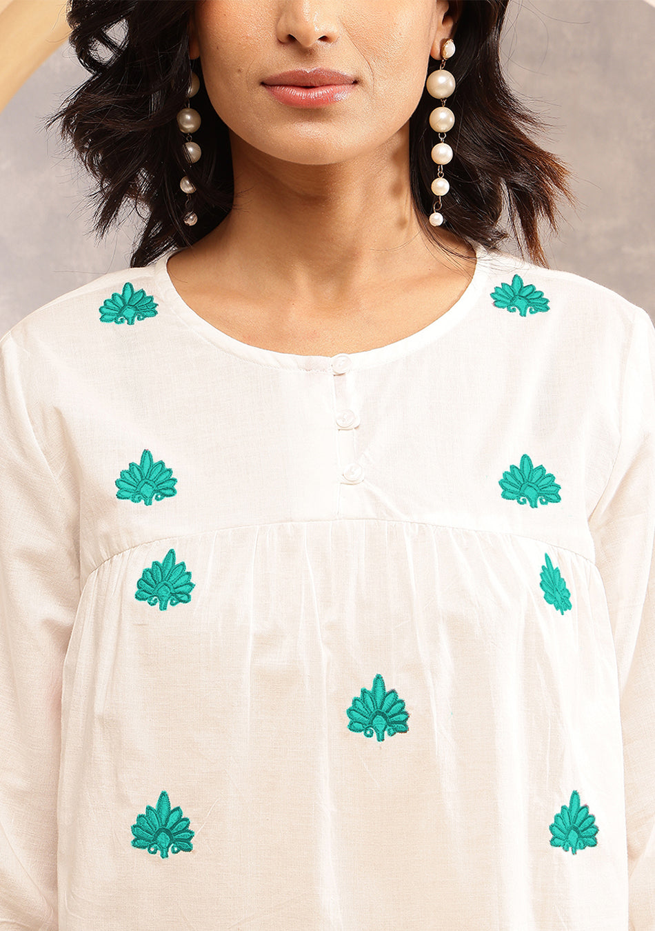 Turquoise floral Pop Top