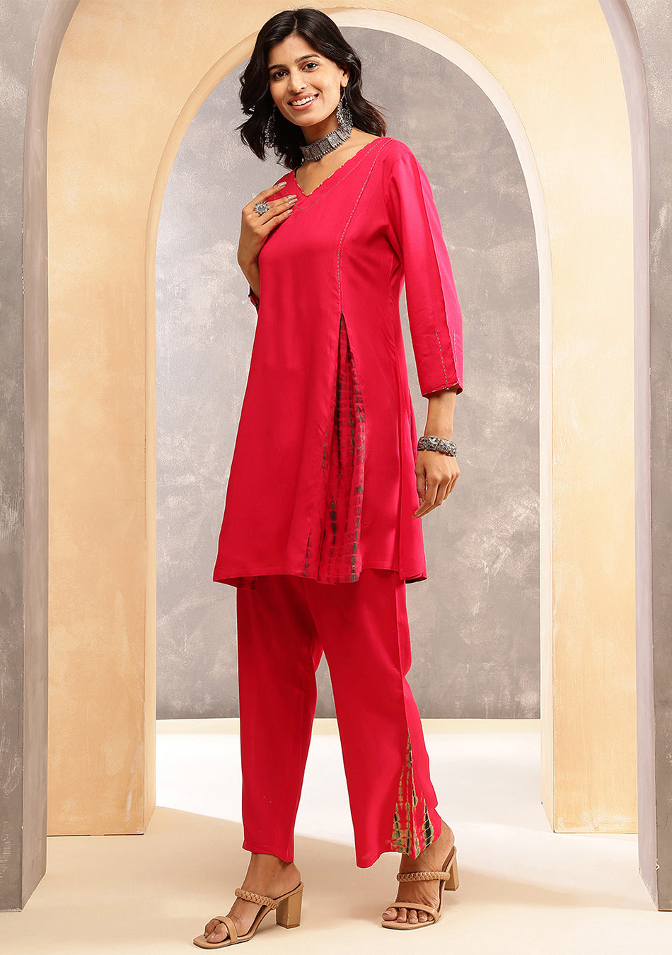 Magenta Shibori Split Co-ord Set