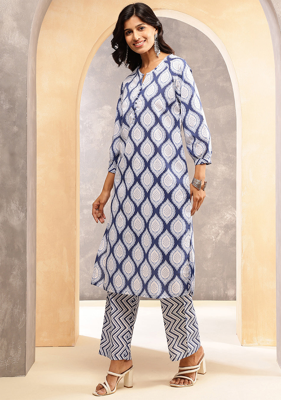 Navy Ripple Kurta Set