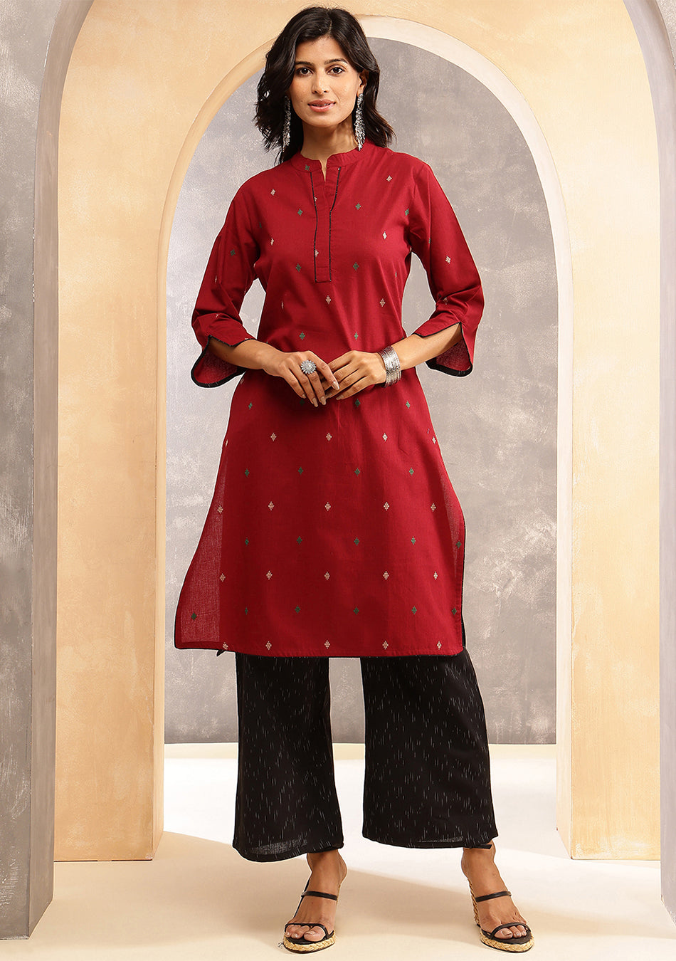 Garnet Grace Ikkat Kurta Set