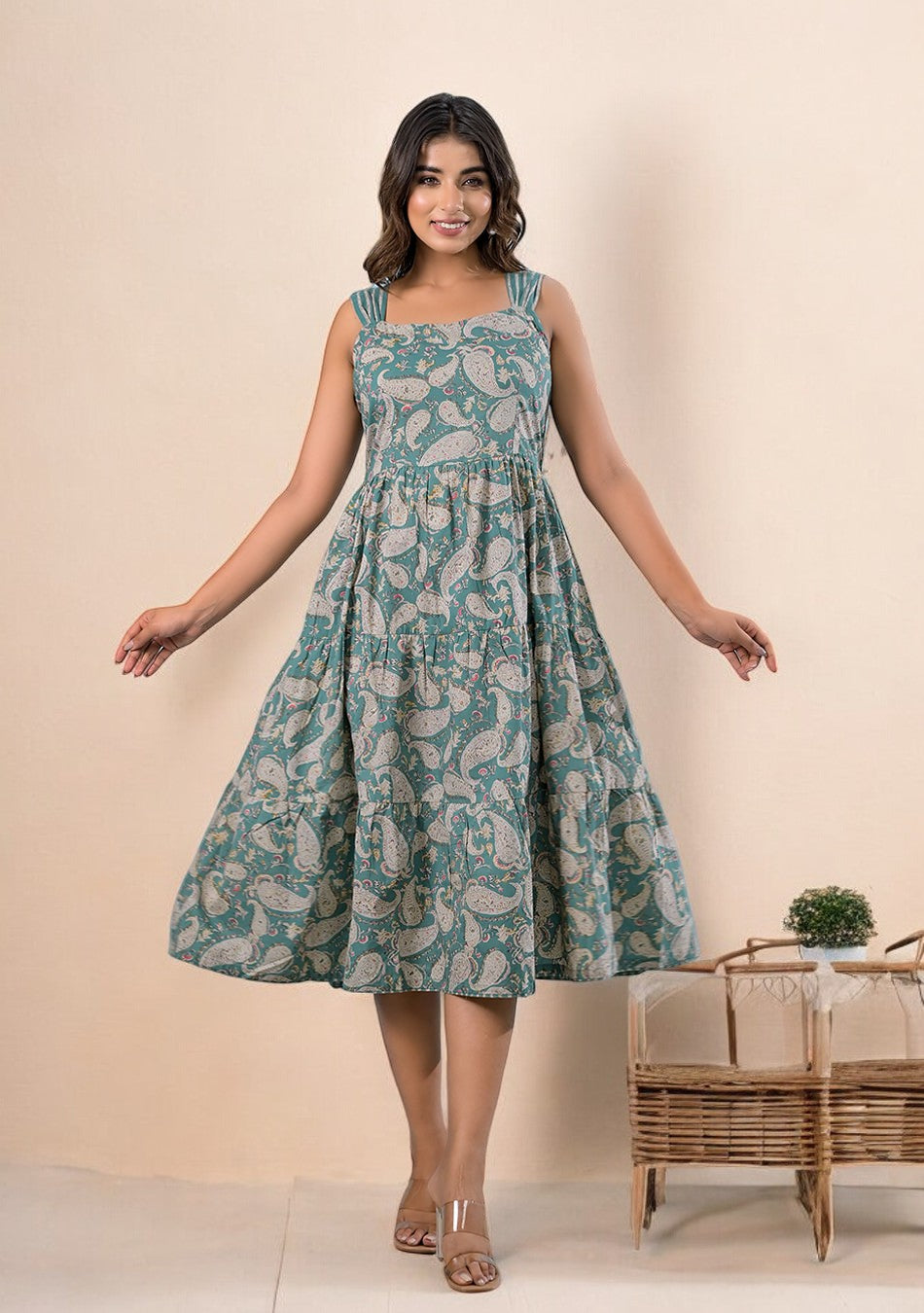 Paisley Green Dress