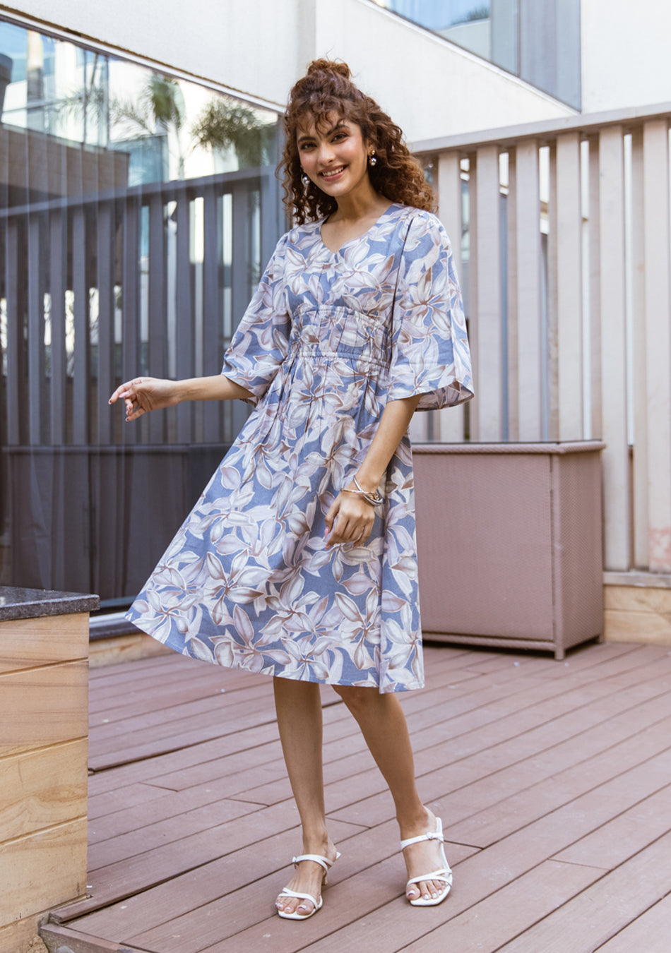 BLOOMING RADIANCE WOVEN MIDI DRESS main image 0
