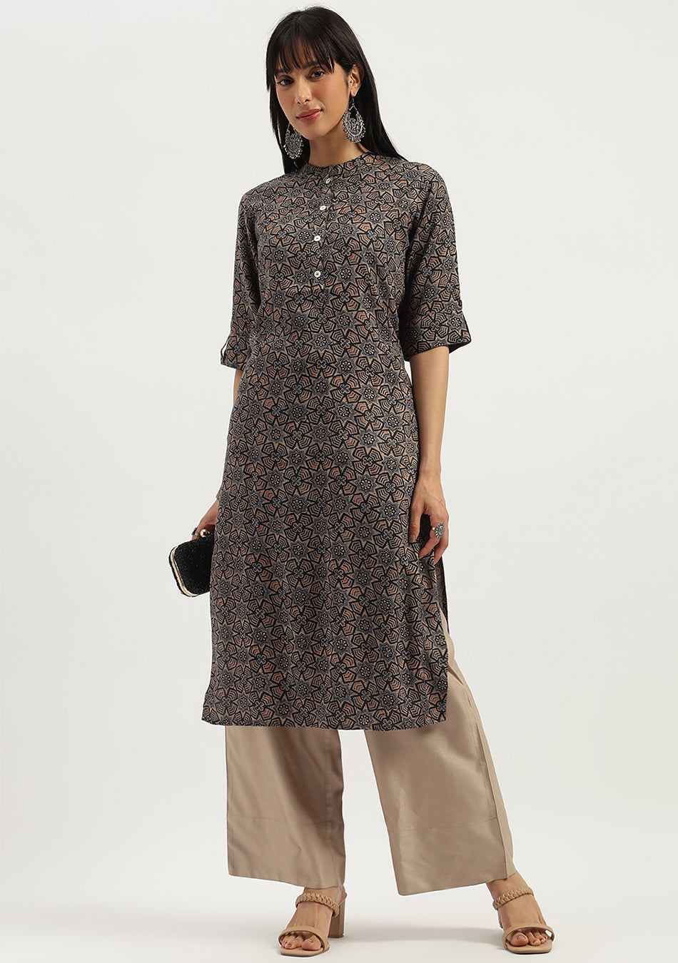 Mocha Maze Straight Kurta