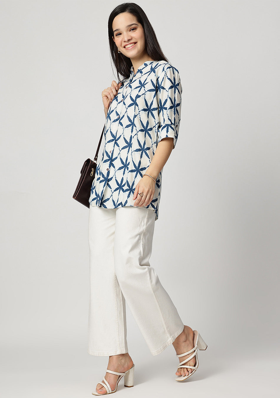 Indigo Lattice Top