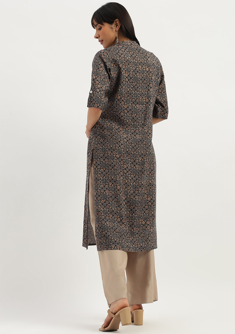 Mocha Maze Straight Kurta