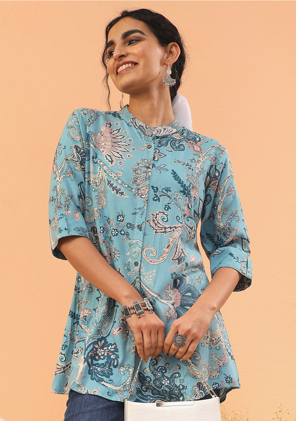 Sea Blue Floral Top