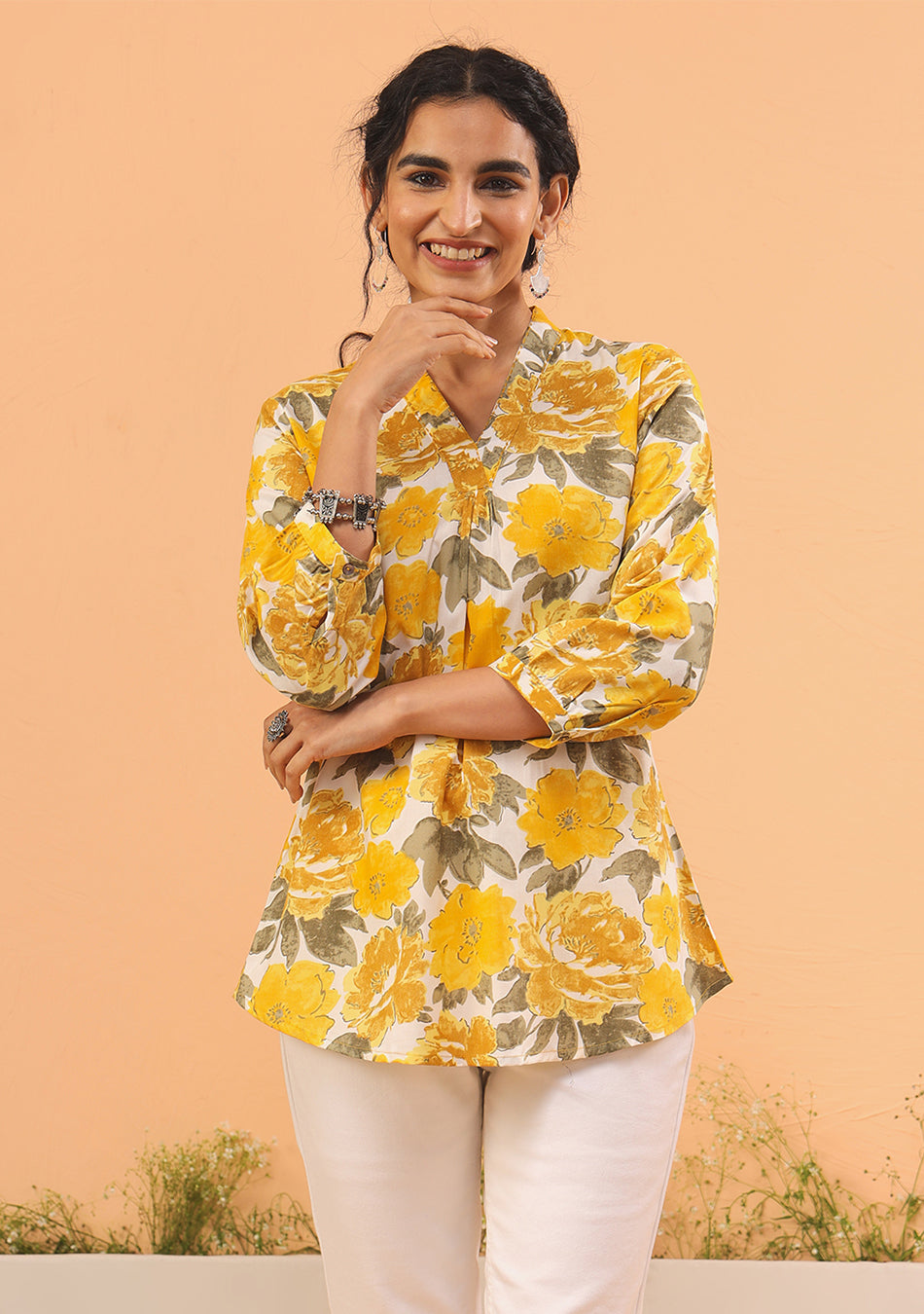 Sunshine Floral Pleated Top
