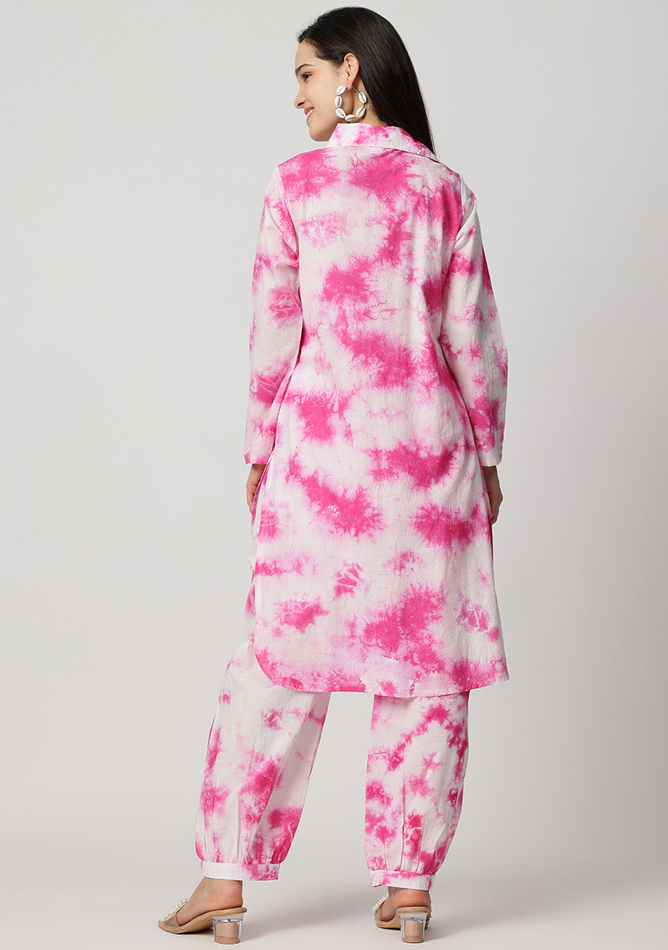 Pink tie and dye Kurta Set