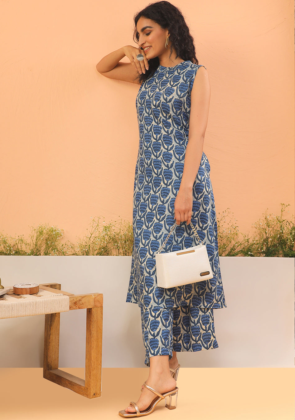 Indigo Printed A-line Co-ord Set