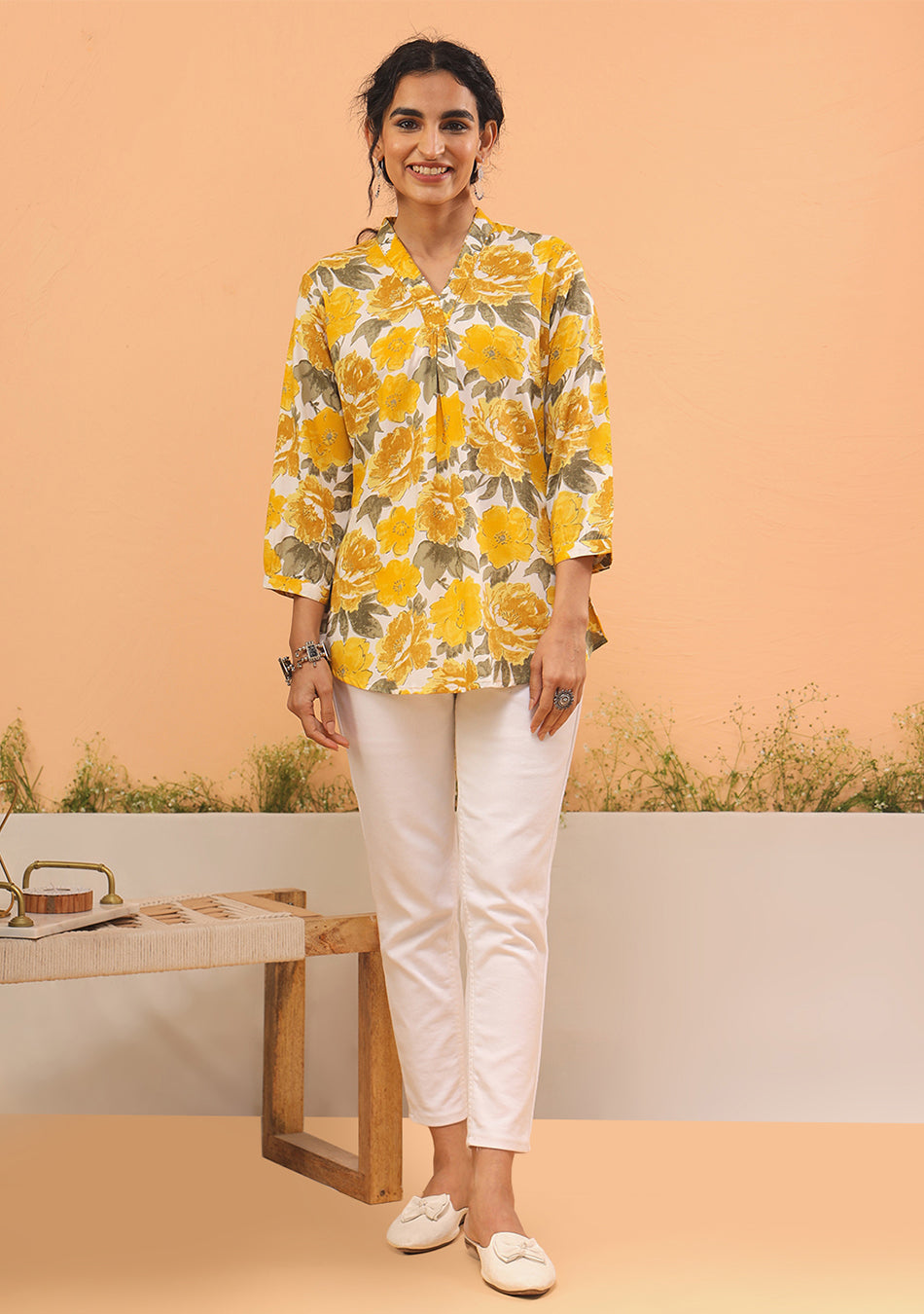 Sunshine Floral Pleated Top