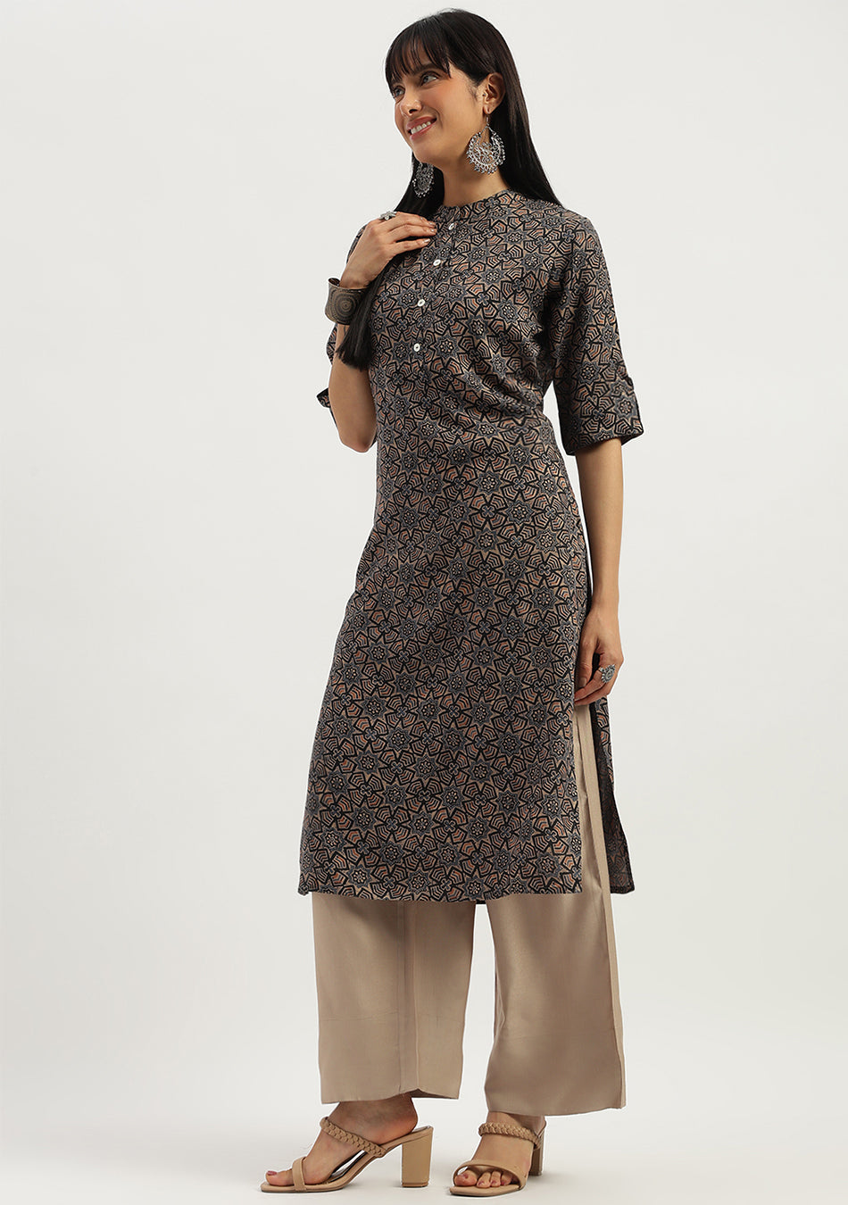 Mocha Maze Straight Kurta