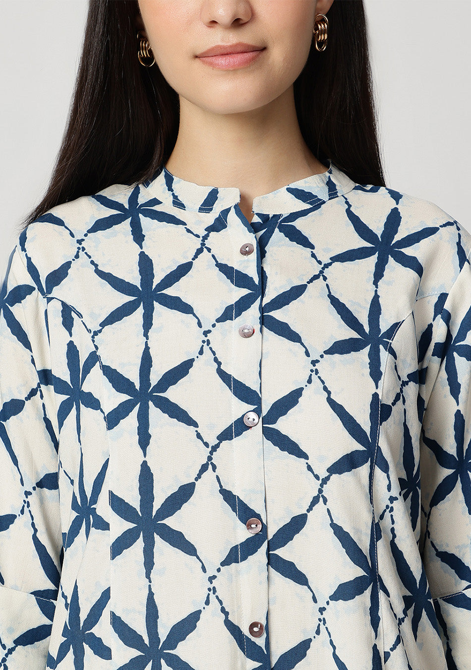 Indigo Lattice Top