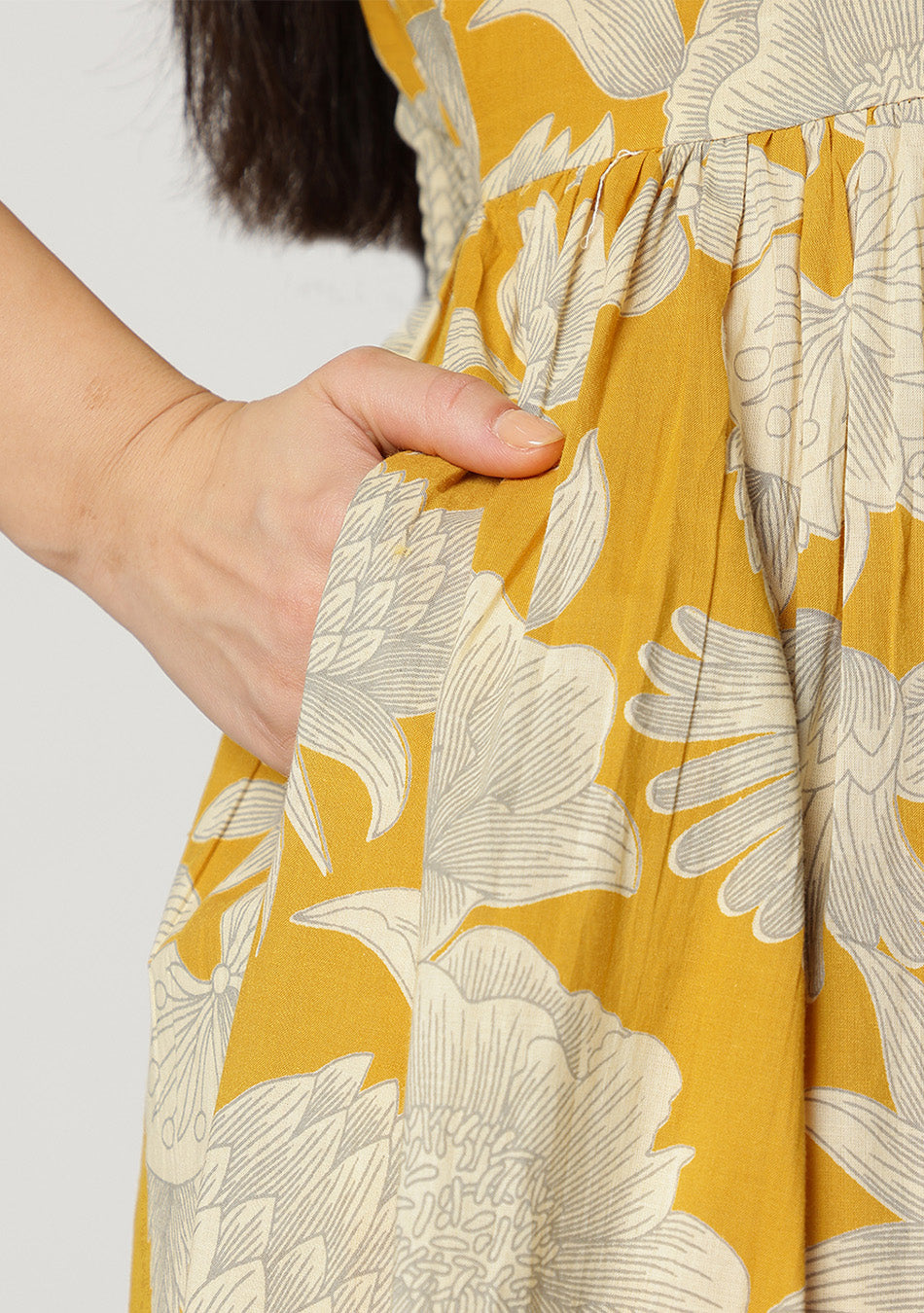 Yellow Botanical Tiered Dress