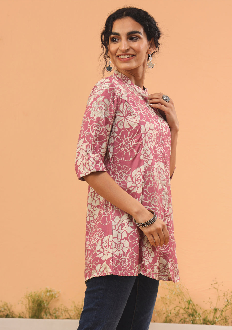 French Pink Floral Print Top